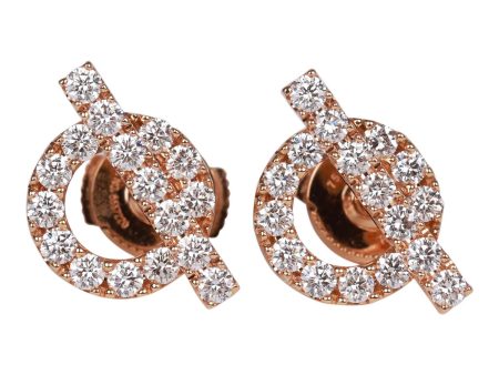 Hermes 18k Rose Gold San Coloris Diamond Finesse Earrings For Discount