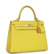 Pre-owned Hermes Kelly 25 Lime Epsom Gold Hardware on Sale