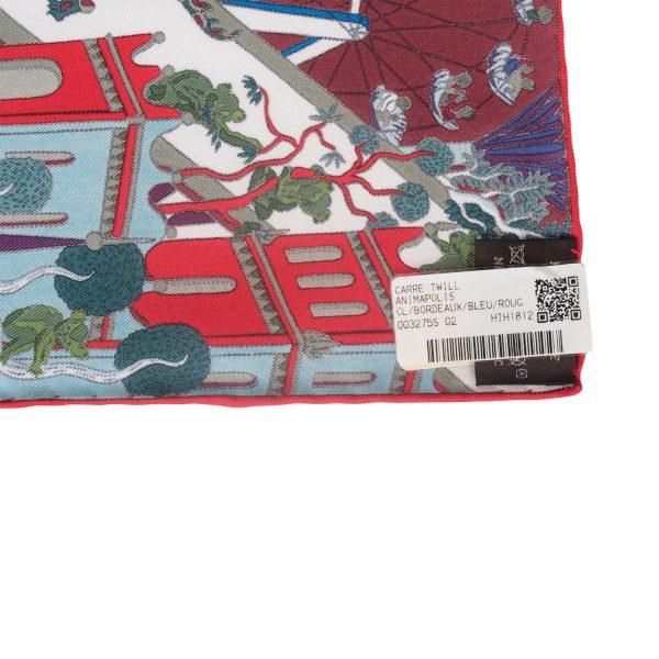 Hermes  Animapolis  Bordeaux Silk Twill Scarf 90cm Online Sale