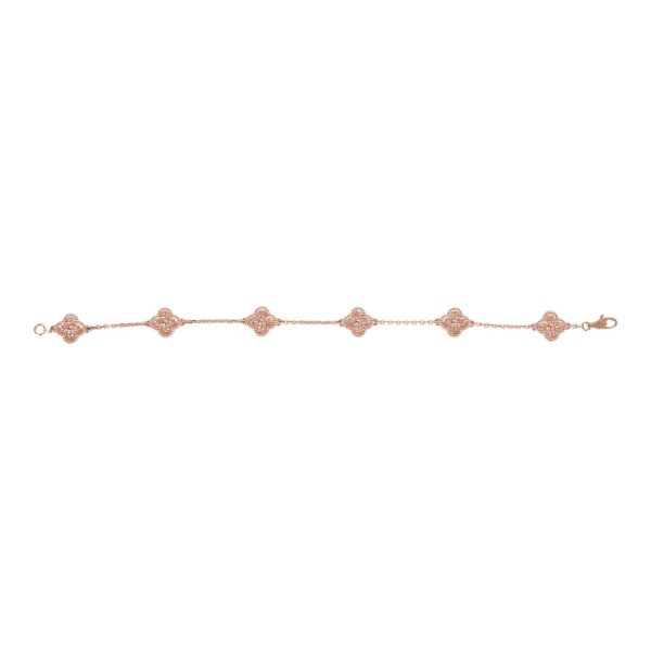 Van Cleef & Arpels Sweet Alhambra 18k Rose Gold 6 Motif Bracelet For Discount