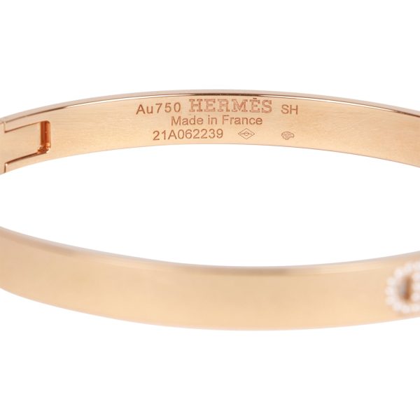 Hermes 18k Rose Gold Diamond H D Ancre Bracelet Discount