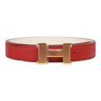 Hermes 24mm Reversible Rouge H White Constance H Belt 85cm Gold Buckle Online now