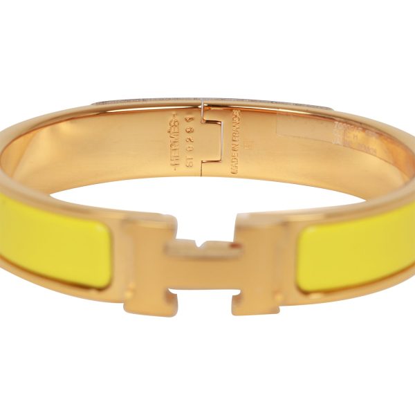 Hermes Jaune Tennis Clic Clac H Narrow Enamel Bracelet PM GHW Fashion