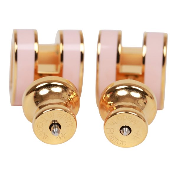 Hermes Rose Dragee Enamel Mini Pop H Earrings RGHW Discount