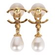 Chanel CC Pearl Drop Dangle Earrings Pearl & Gold Metal Online Hot Sale