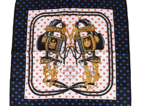 Hermes  Brides de Gala Love  Black Silk Pocket Square Scarf 45cm Online