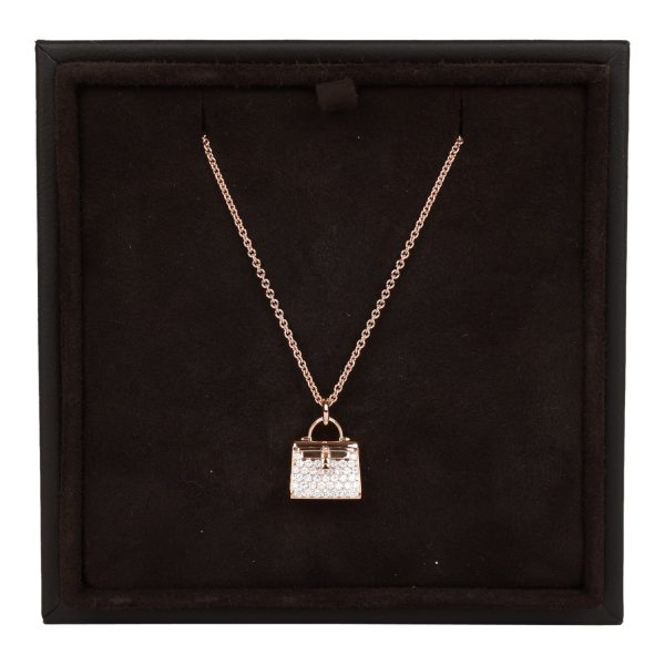 Hermes 18k Rose Gold Diamond Kelly Amulettes Pendant Necklace Supply