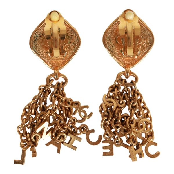 Vintage Chanel Gold Fringe Dangle Earrings Discount