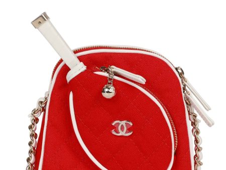 Chanel  Monte-Carlo  Mini Crossbody Tennis Bag Red Canvas Light Gold Hardware For Cheap