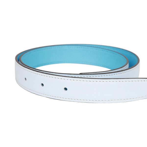 Hermes 28mm Reversible Bleu Brume Celeste Constance H Belt 75cm Lime Enamel Buckle For Cheap