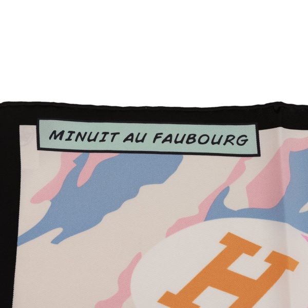 Hermes  Minuit au Faubourg  Black Silk Twill Scarf 70cm Online Sale