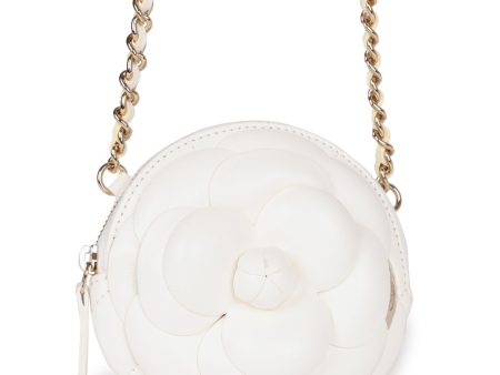 Chanel Camellia Clutch with Chain White Lambskin Light Gold Hardware Online now