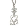 Chanel Silver CC Crystal Choupette Cat Emoji Pendant Necklace Hot on Sale