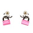 Chanel Pink Signature Flap Bag Dangling Earrings For Discount